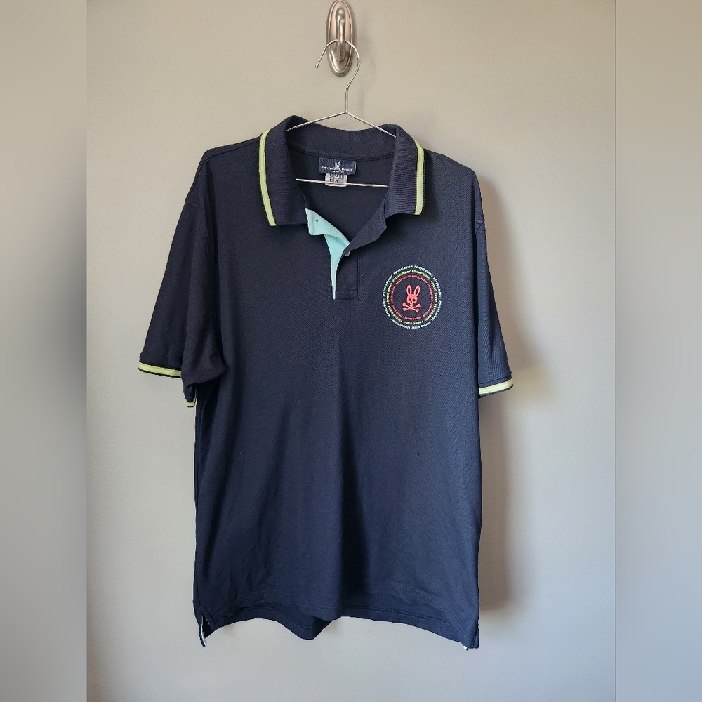 Psycho Bunny Navy Blue Pima Cotton Embroidered Polo Size 8 XXL